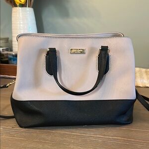 Kate Spade Cream and Black Satchel with Structured Design